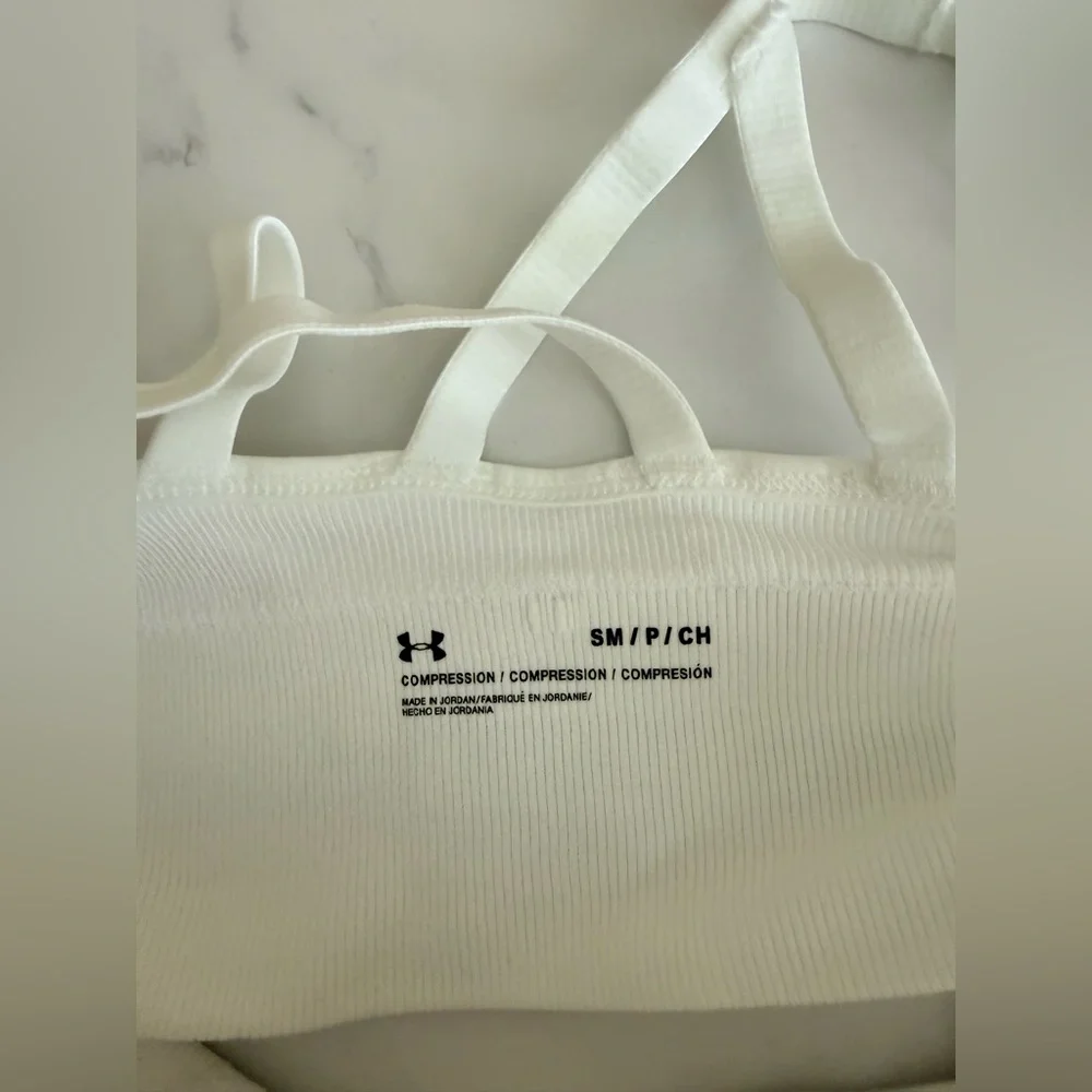 Under Armour White Seamless Light-Support Sports Bra with Branded Band - Picture 5 of 5